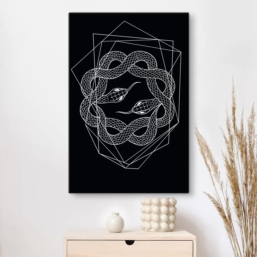 Wandbilder Eine weiße Schlange in einem Kreis s38565v4