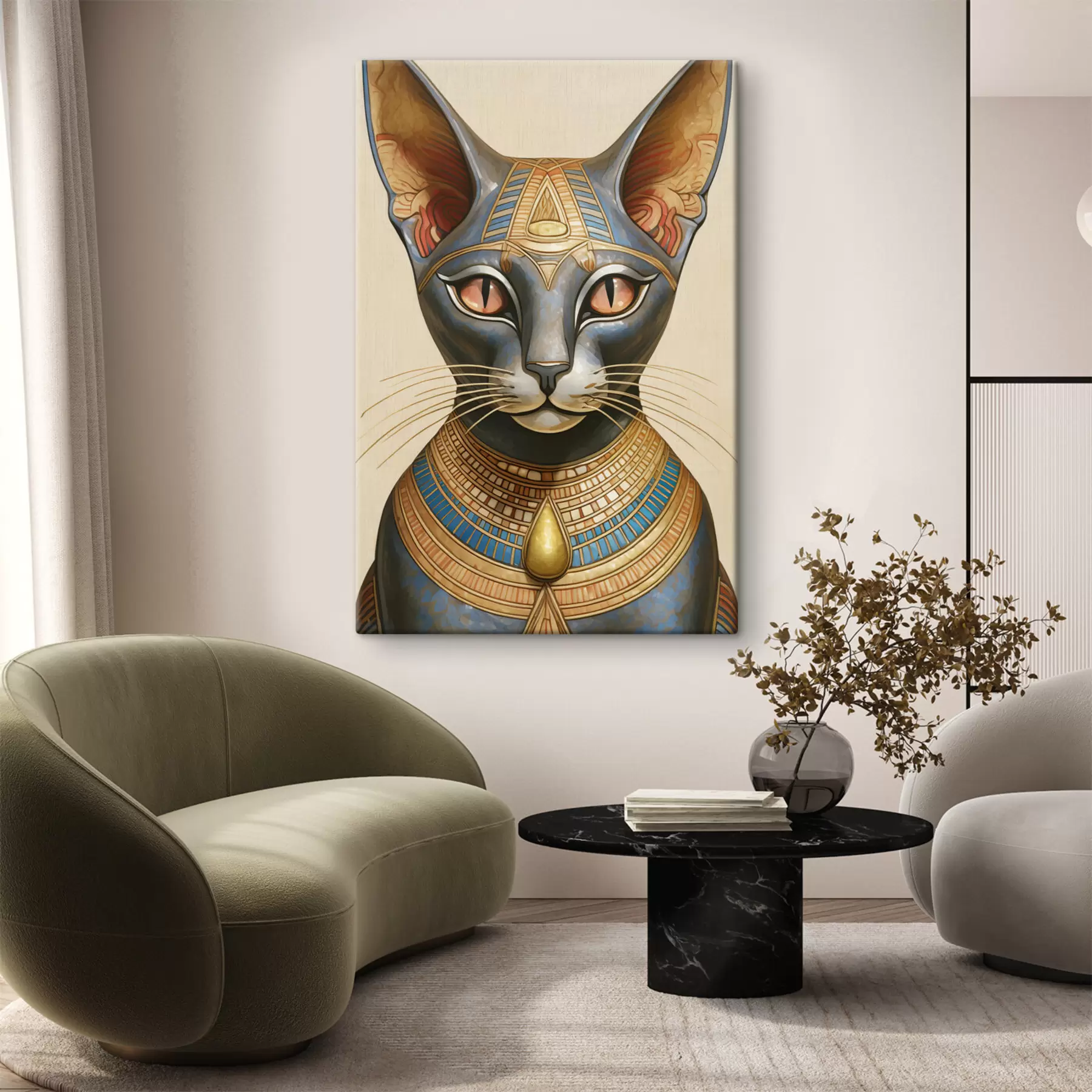 Wandbilder Majestätische ägyptische Katze im Zeremonienkostüm s38724