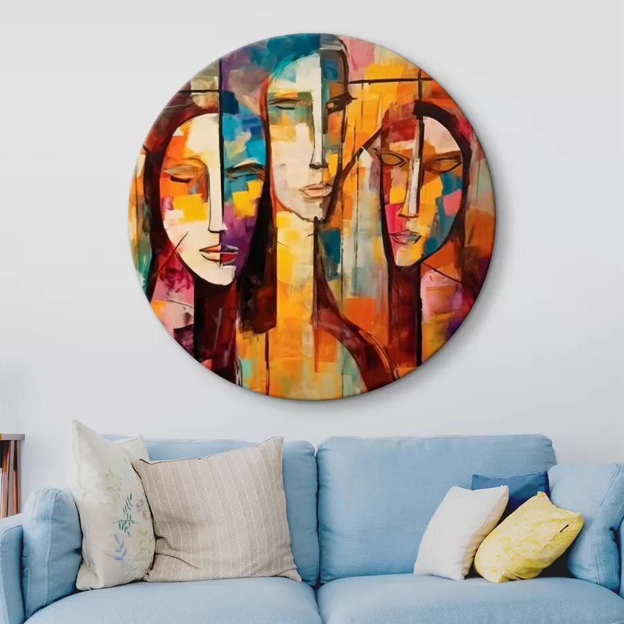 Wandbilder 3 surreale Gesichter in leuchtenden Orange-Tönen r33845