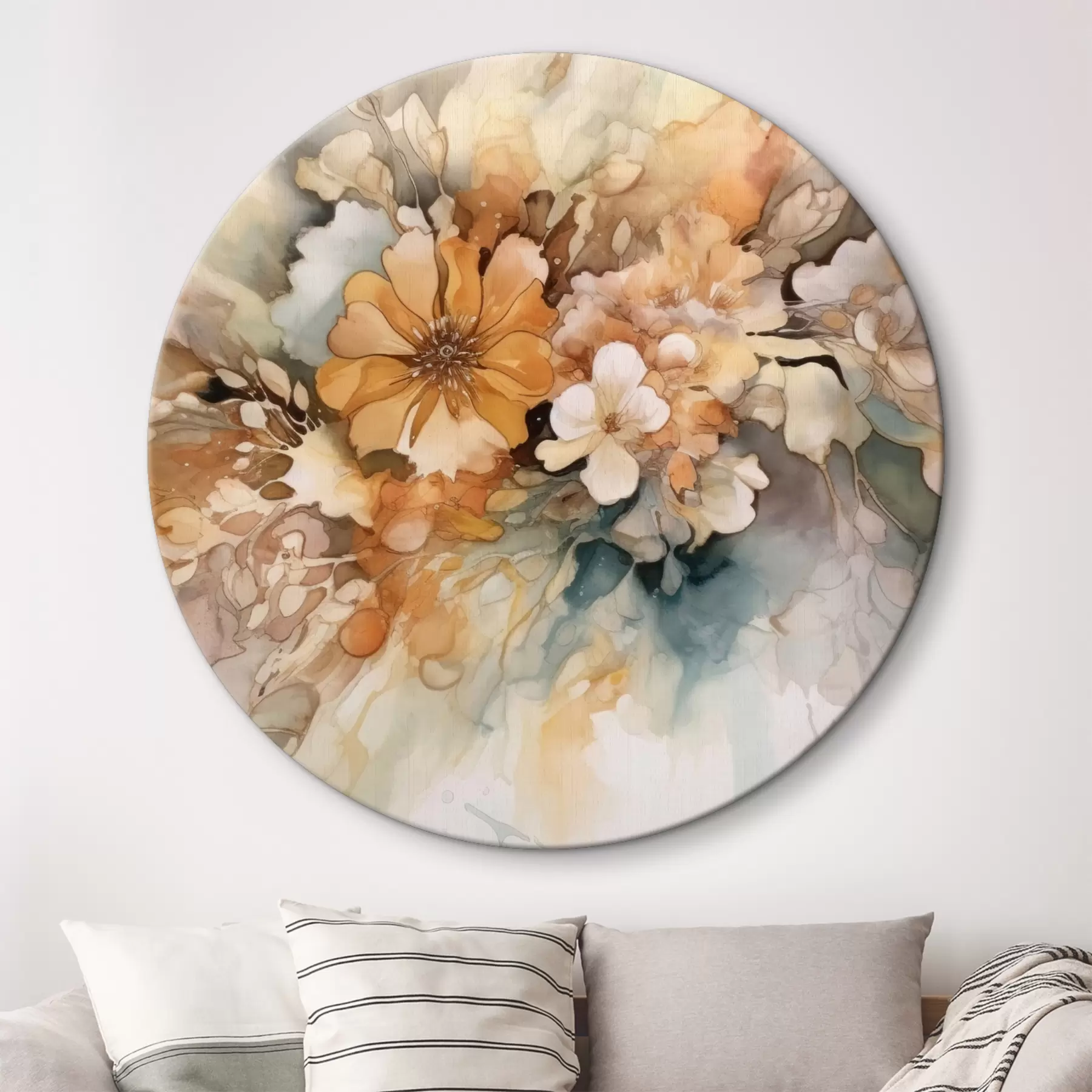 Wandbilder Orangefarbene Aquarellblumen r34202