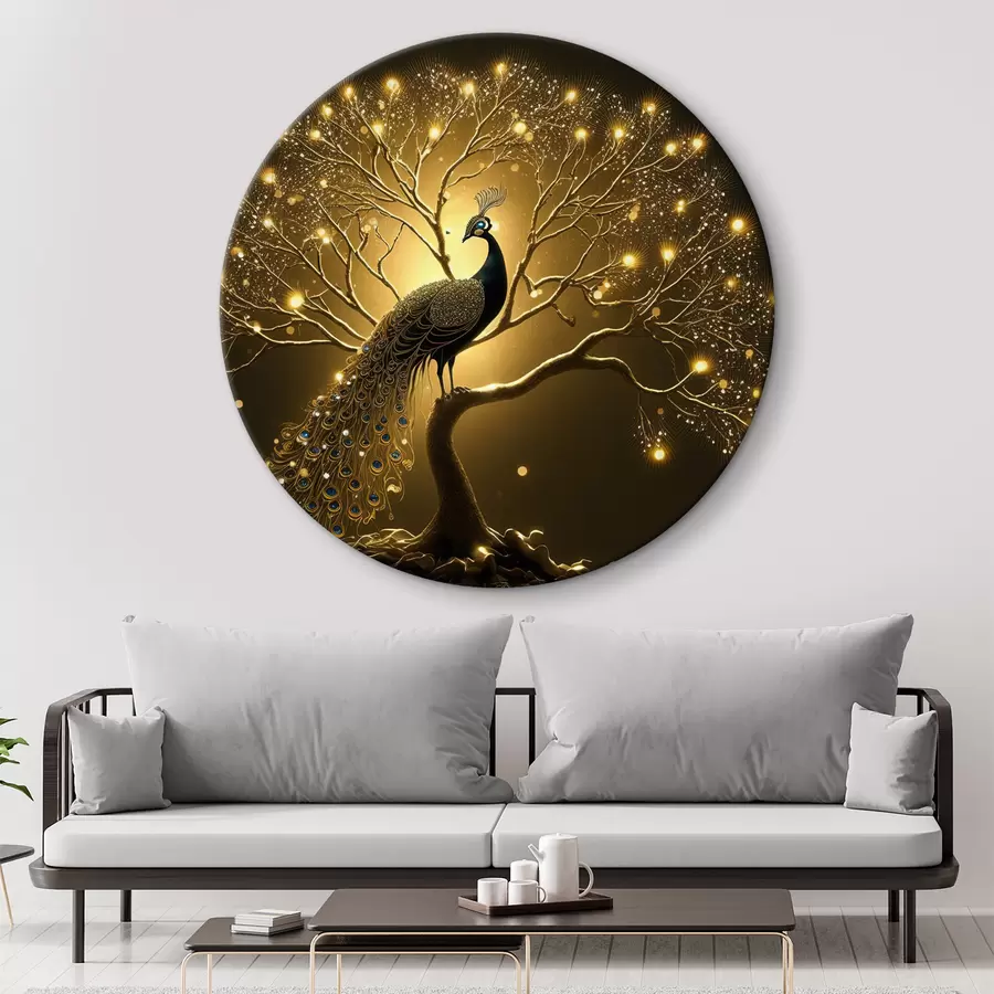 Wandbilder Pfau auf einem blühenden Baum r34876