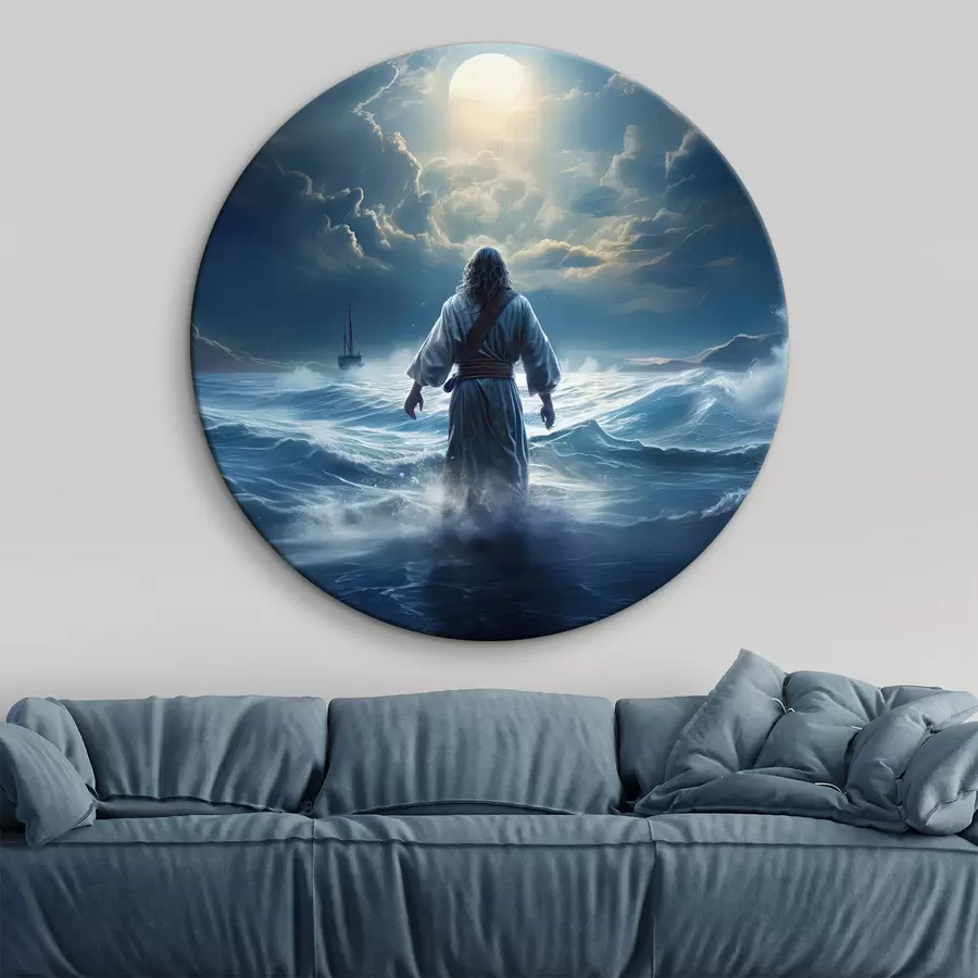 Wandbilder Ein Mann betrachtet den nächtlichen Vollmond r35357