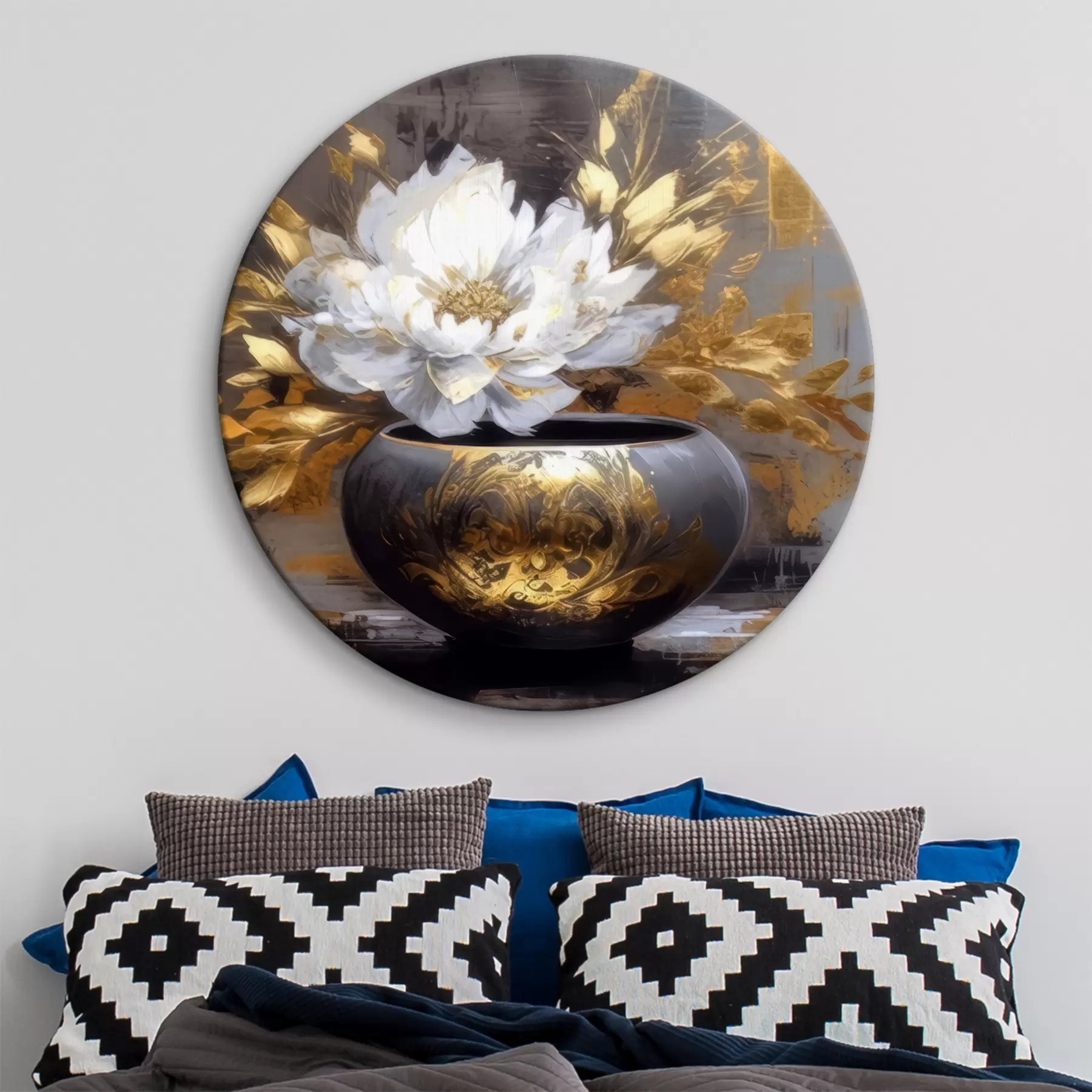 Wandbilder Große Vase mit einer großen weißen Blume r35388