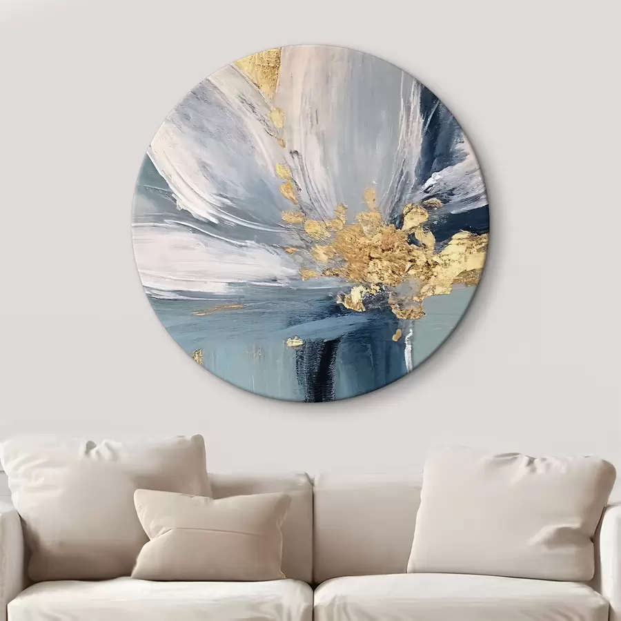 Wandbilder Große blaue Blüte mit gelbem Kern r36165