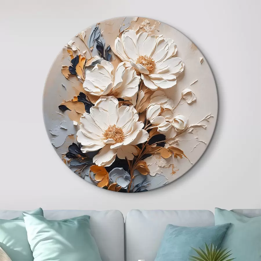 Wandbilder Weiße Blüten in Öl r37327