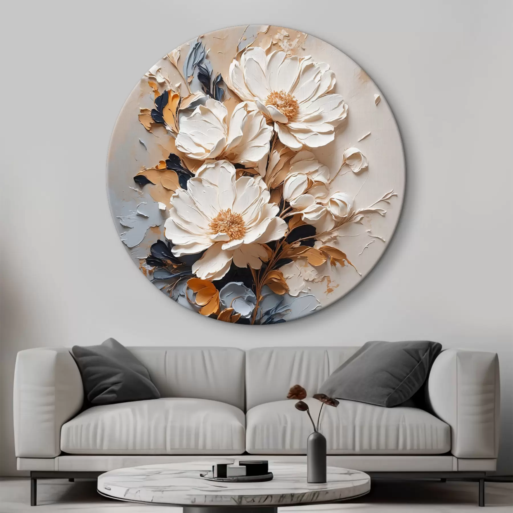 Wandbilder Weiße Blüten in Öl r37327