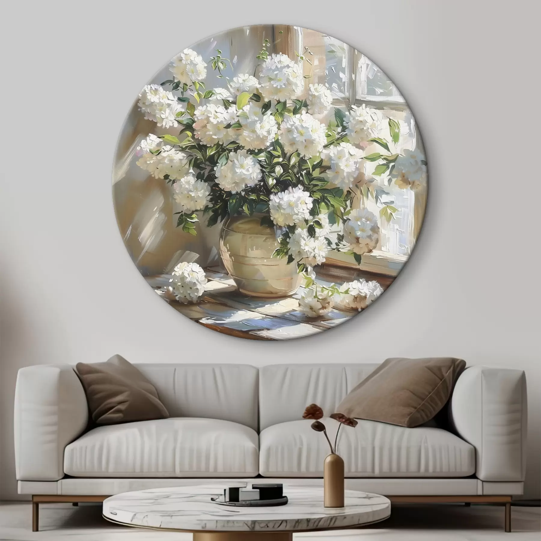 Wandbilder Ein schöner Blumenstrauß steht auf der Fensterbank r39779