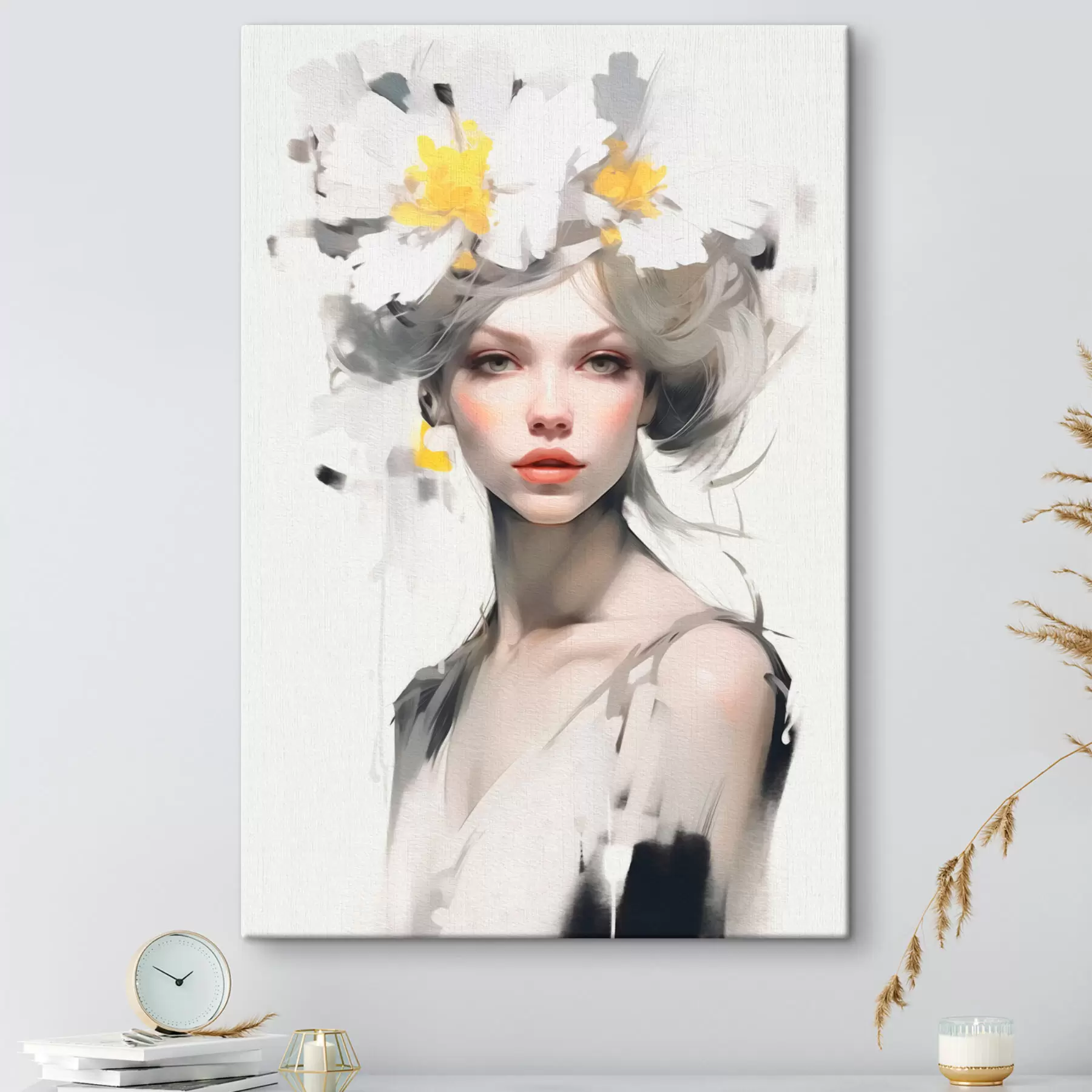 Fototapete Modell mit Blumen auf dem Kopf s41322