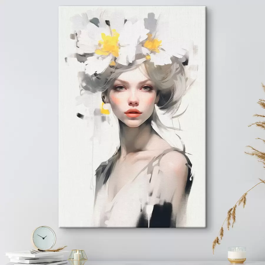 Wandbilder Modell mit Blumen auf dem Kopf s41322