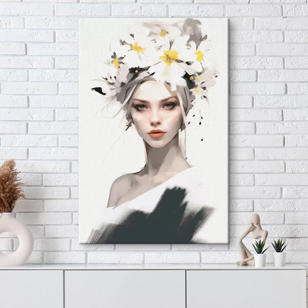 Wandbilder Ein Mädchen mit schönen Blumen im Haar s41323