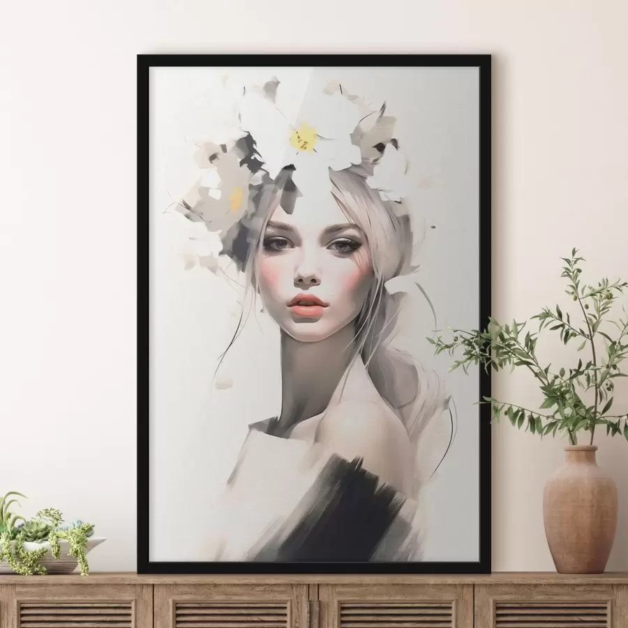 Fototapete Model Mädchen mit Blumen im Haar f41321