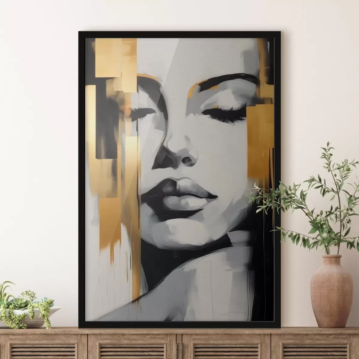 Poster Gesicht eines Mädchens Abstraktion modernen Stil f41328