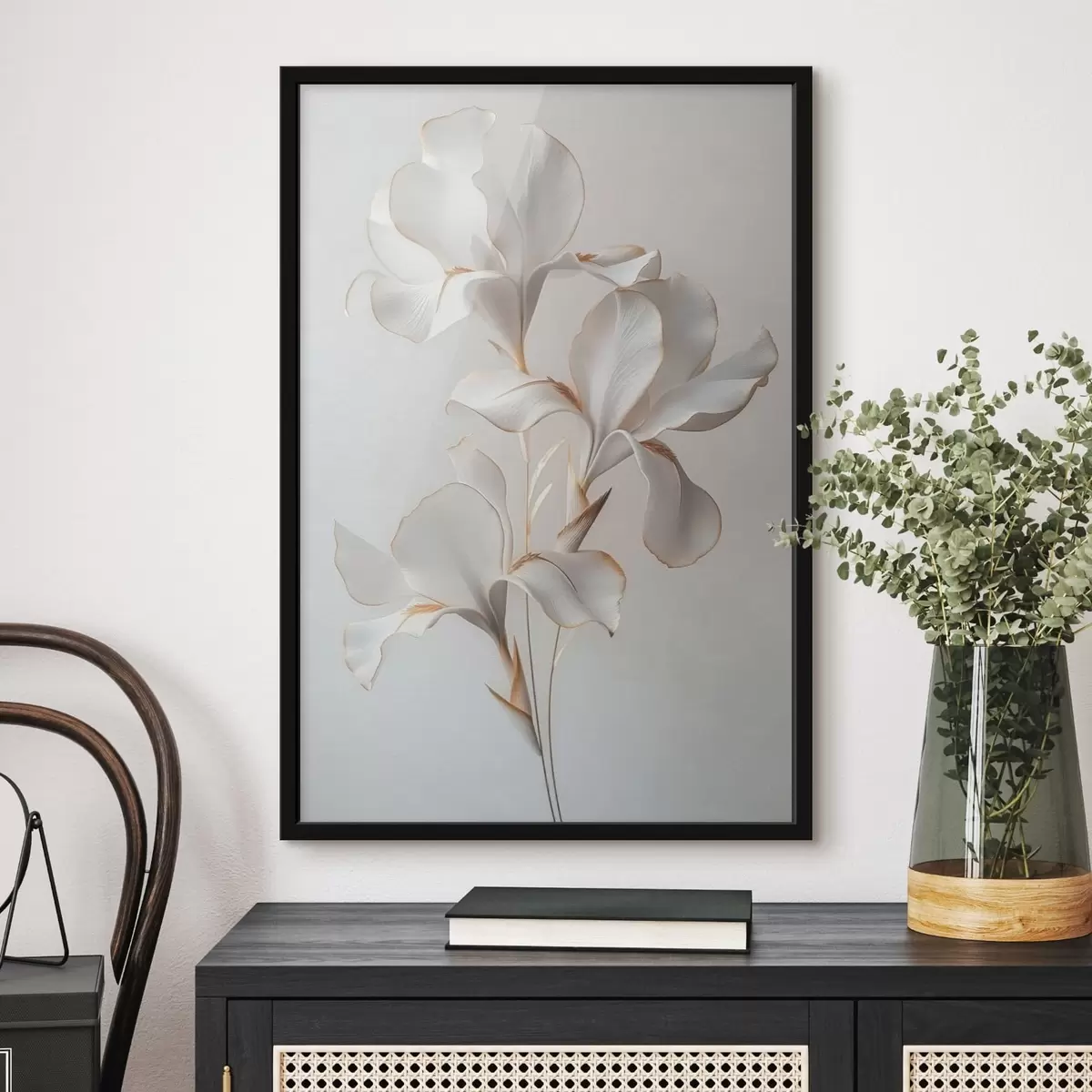 Poster weiße Blumen f41395