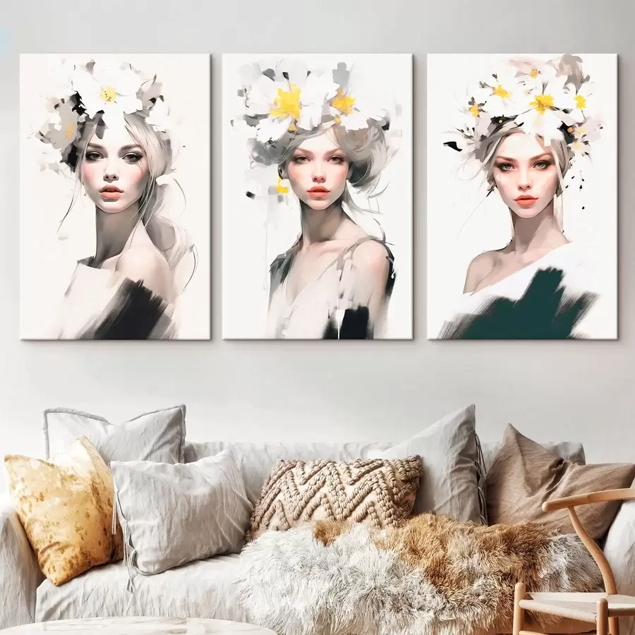 Wandbilder Model Mädchen mit Blumen im Haar m00375