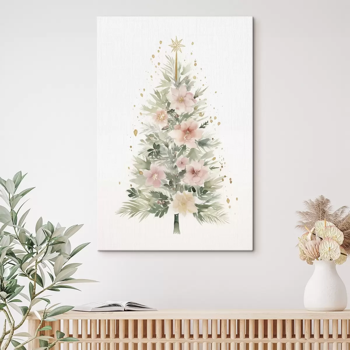 Wandbilder Aquarell-Weihnachtsbaum, Tannenbaum, floral s41360
