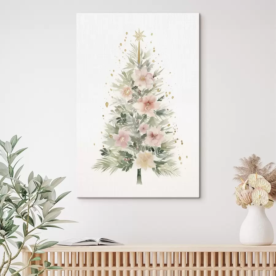 Wandbilder Aquarell-Weihnachtsbaum, Tannenbaum, floral s41360