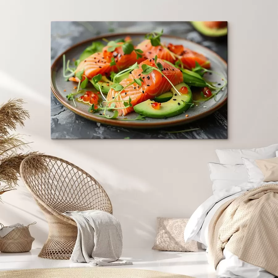 Wandbilder Frühstück, Lachs mit Avocado s41420