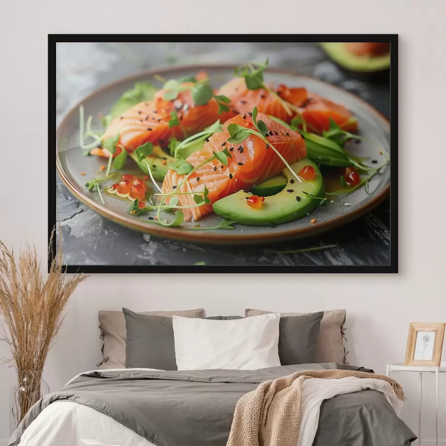 Fototapete Frühstück, Lachs mit Avocado f41420