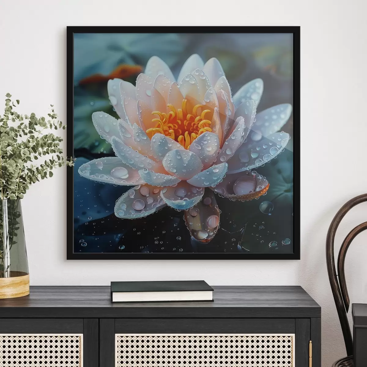 Poster Lotusblume mit Tautropfen f41433