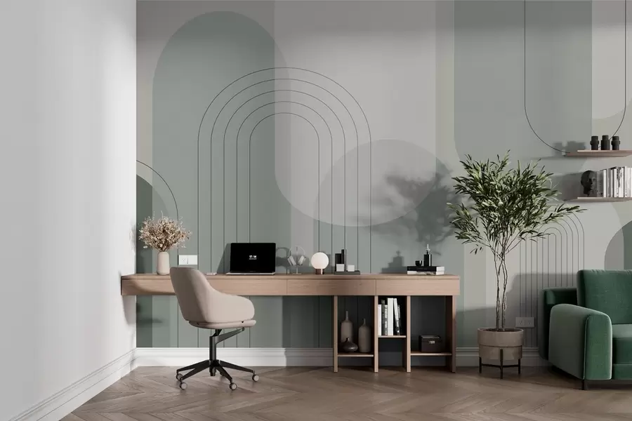 Fototapete Minimalistische und Boho-Geometrie in Grüntönen w01920