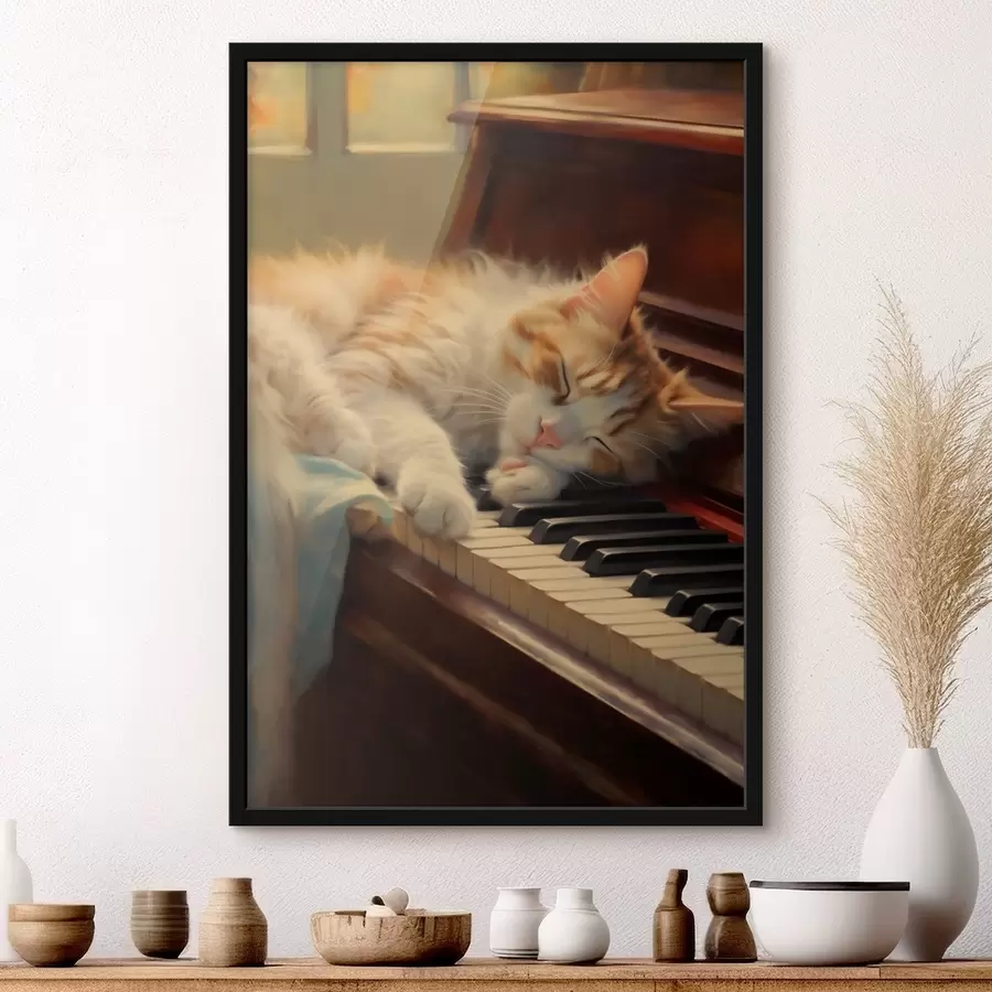 Fototapete Katze auf dem Klavier f41217