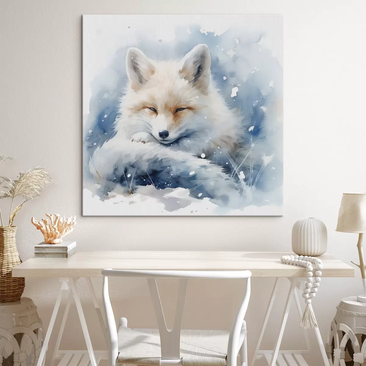 Wandbilder Fuchs im Schnee Nachahmung von Aquarell-Illustration s41436