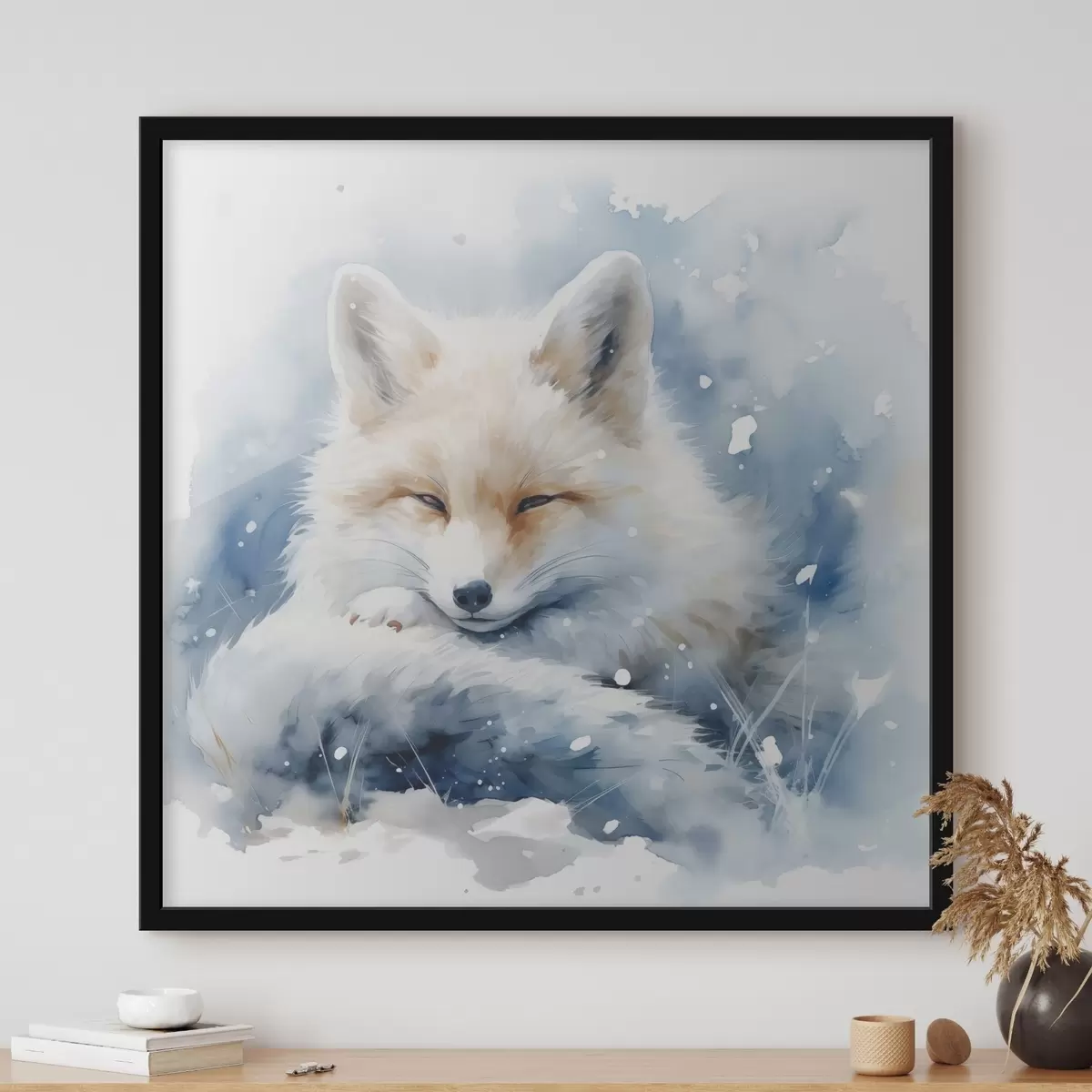 Poster Fuchs im Schnee Nachahmung von Aquarell-Illustration f41436