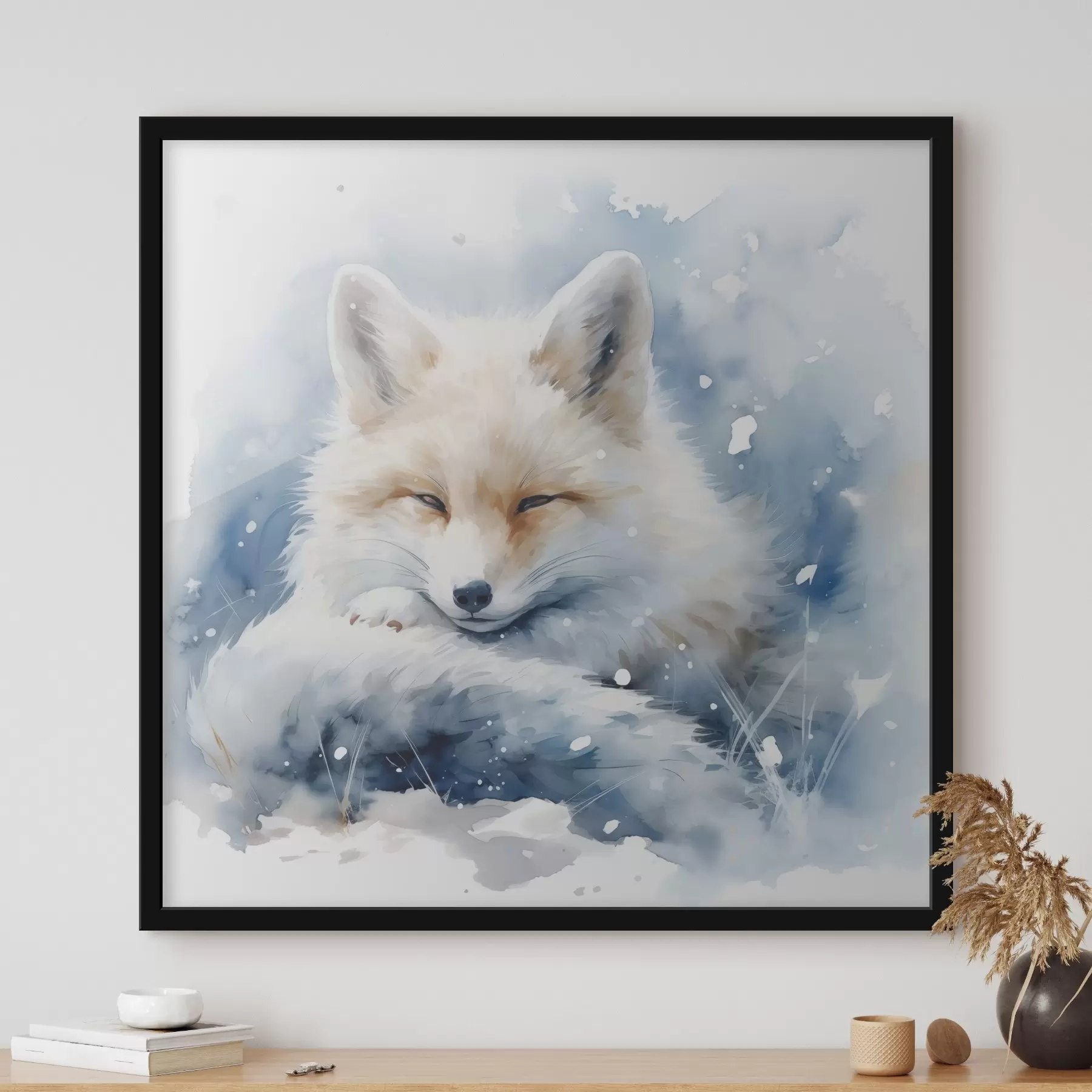 Wandbilder Fuchs im Schnee Nachahmung von Aquarell-Illustration f41436