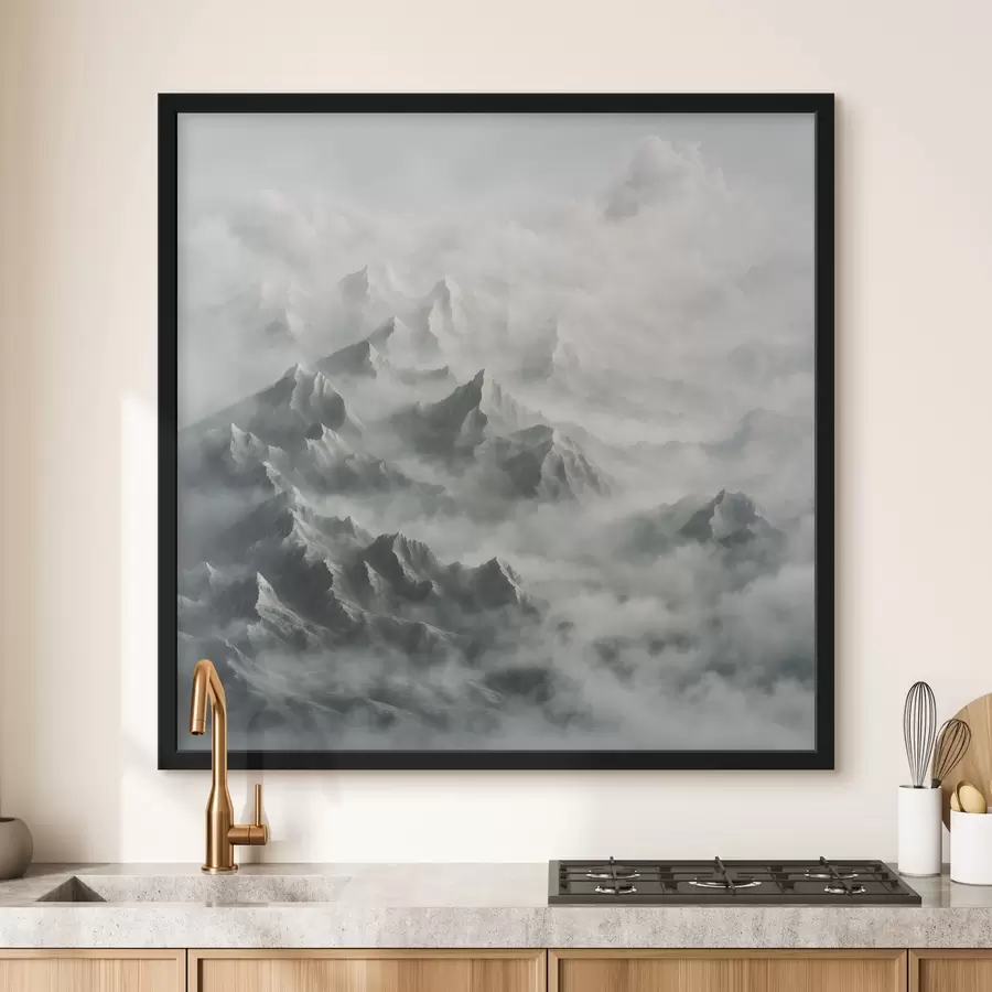 Fototapete Verschneite Berge im Nebel f41301