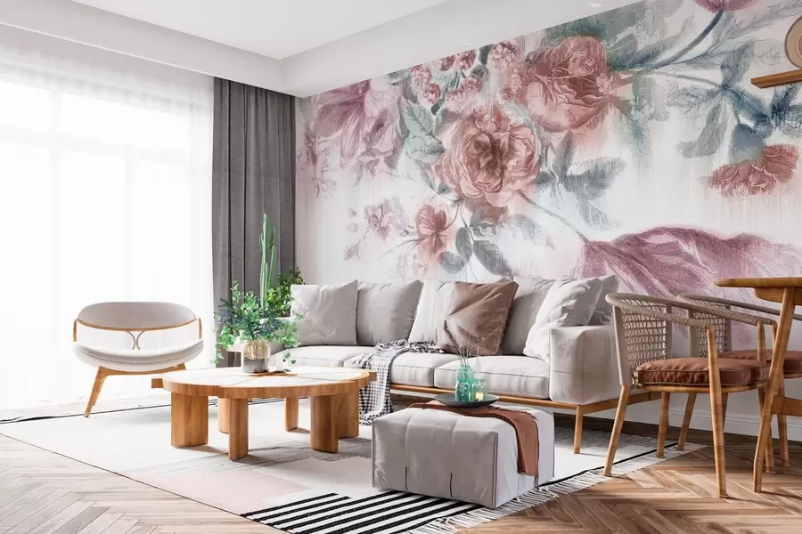 Fototapete Zartes Blumenarrangement in Pastellfarben w00389