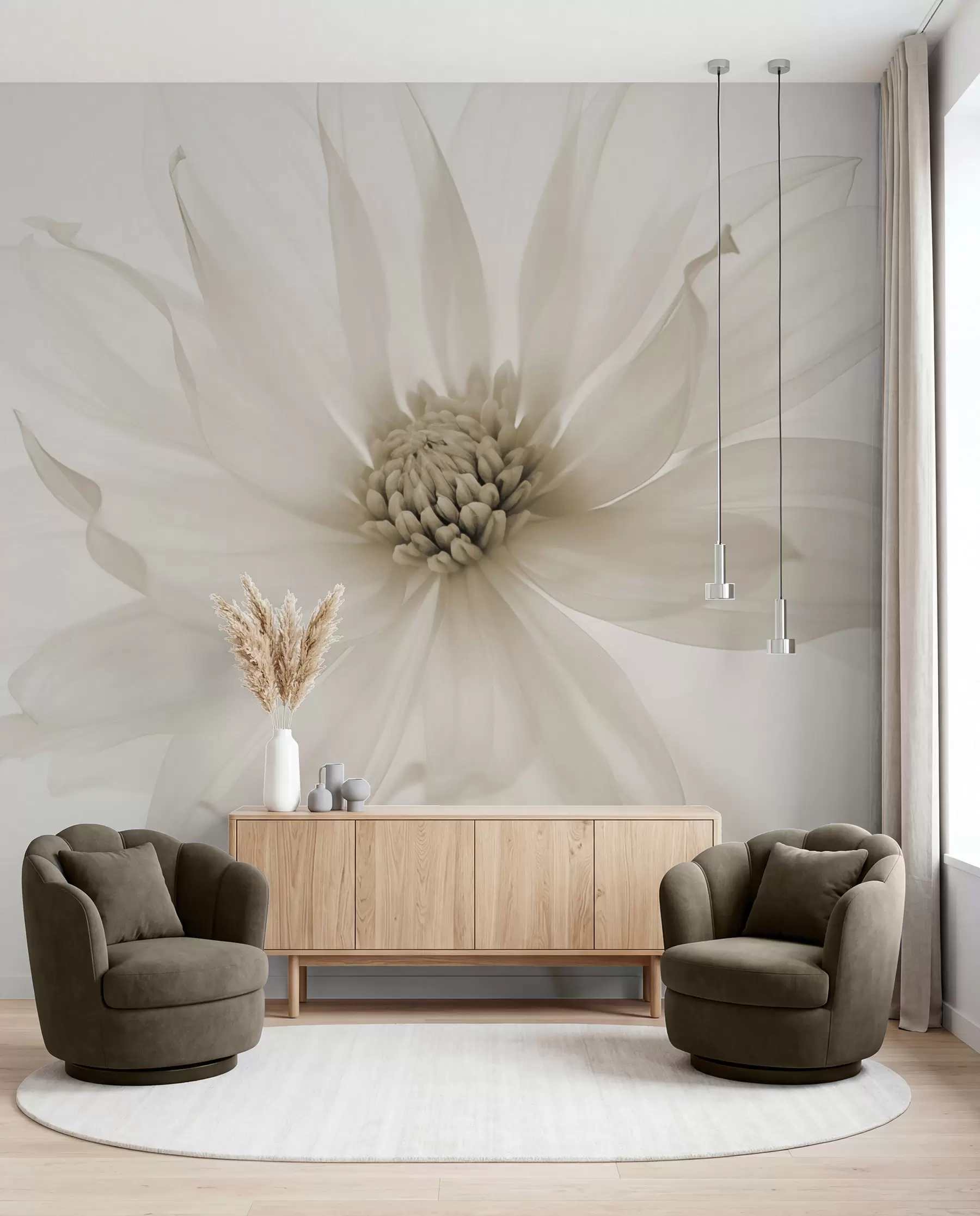 Fototapete Zarte beige Blume auf hellem Hintergrund w02077v1