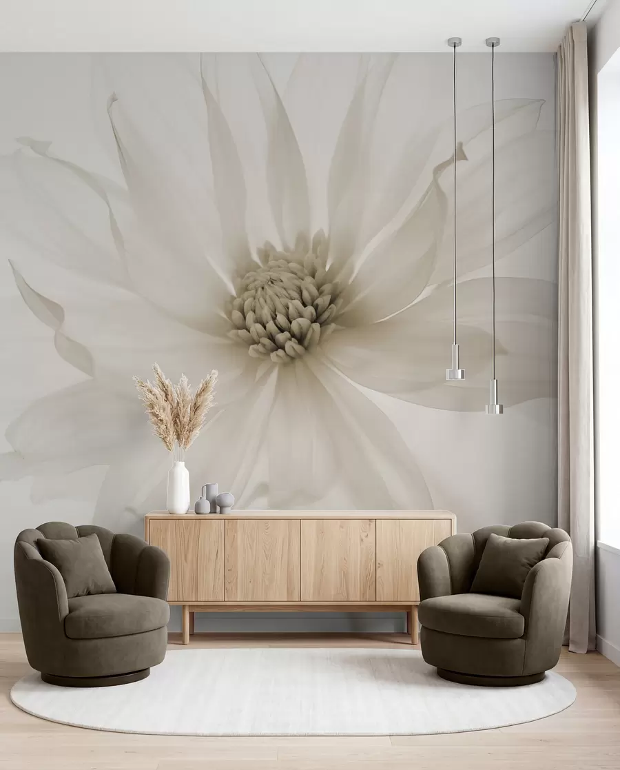Fototapete Zarte beige Blume auf hellem Hintergrund w02077v1