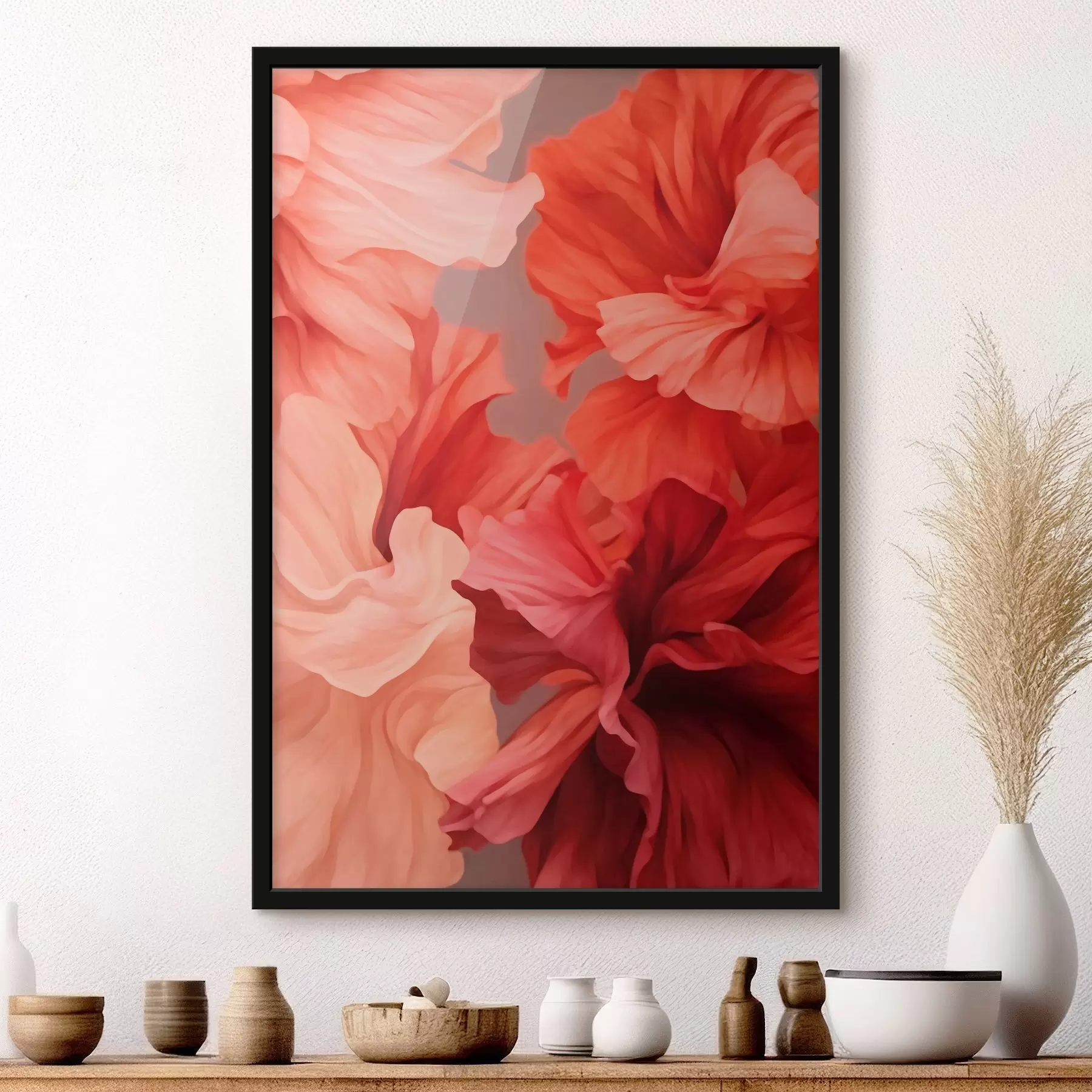 Wandbilder Warme rote Mohnblumen f41488