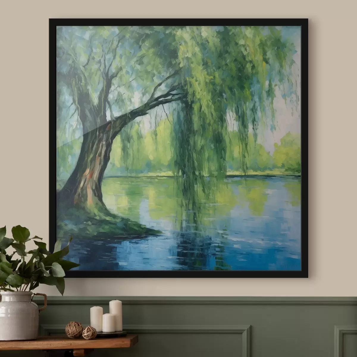 Poster Weide über dem Fluss f41493