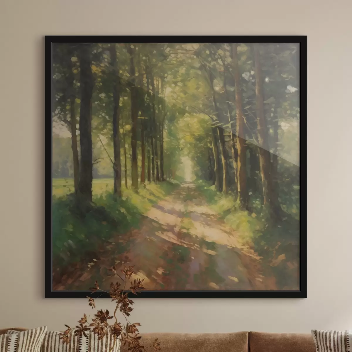 Poster Waldweg im Sonnenlicht f41497