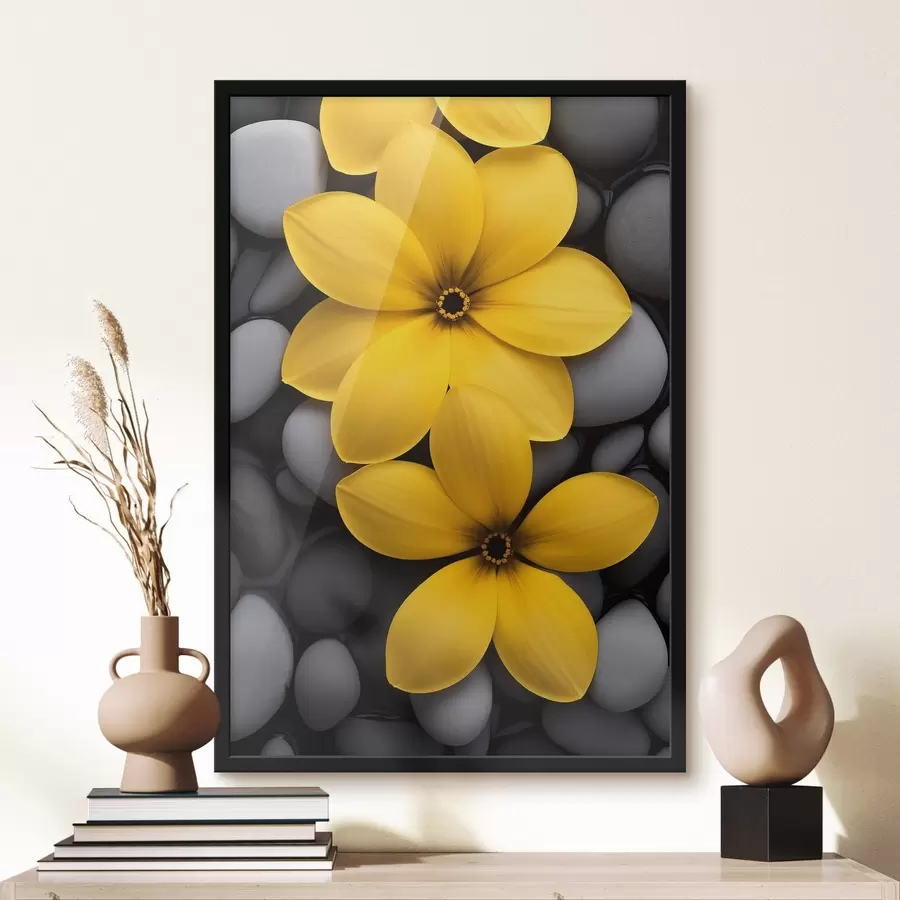 Fototapete Gelbe Blumen auf einem Stein f41547