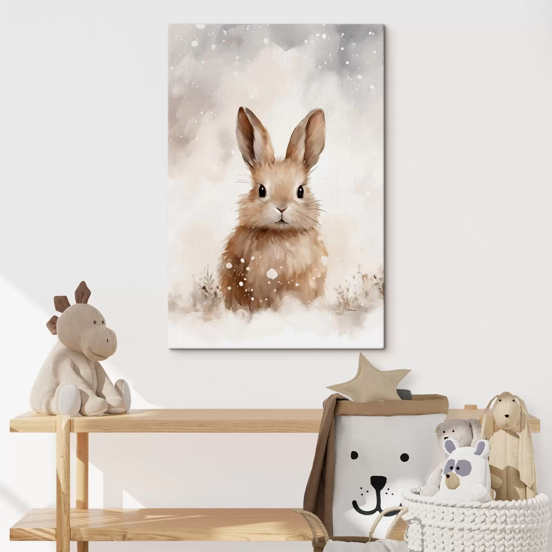 Wandbilder Hase im Schnee Aquarell s41473