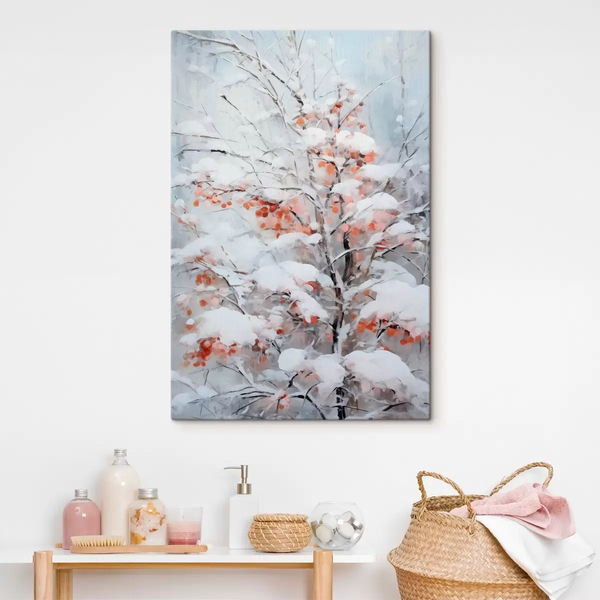 Wandbilder Baum mit Beeren unter Schnee s41477
