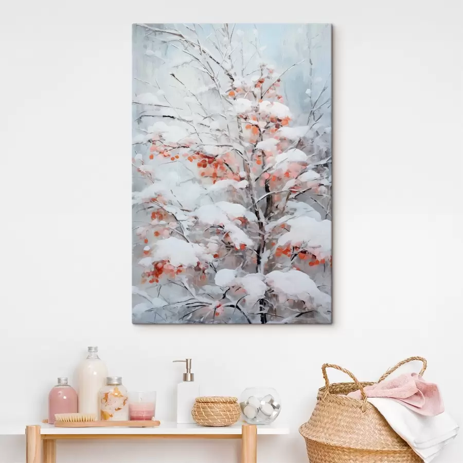 Wandbilder Baum mit Beeren unter Schnee s41477