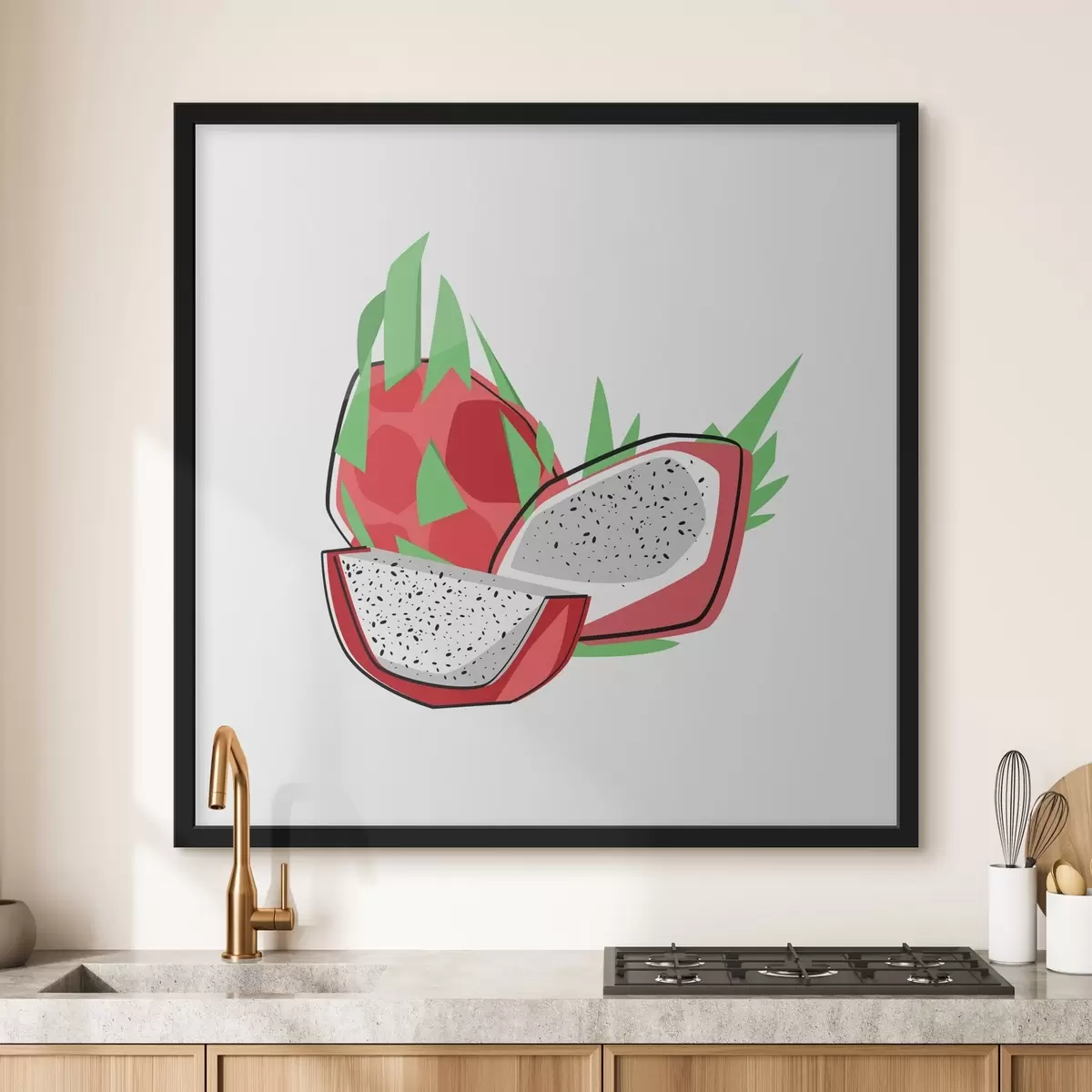 Poster Pitaya lineare Zeichnung, abstrakt f41465