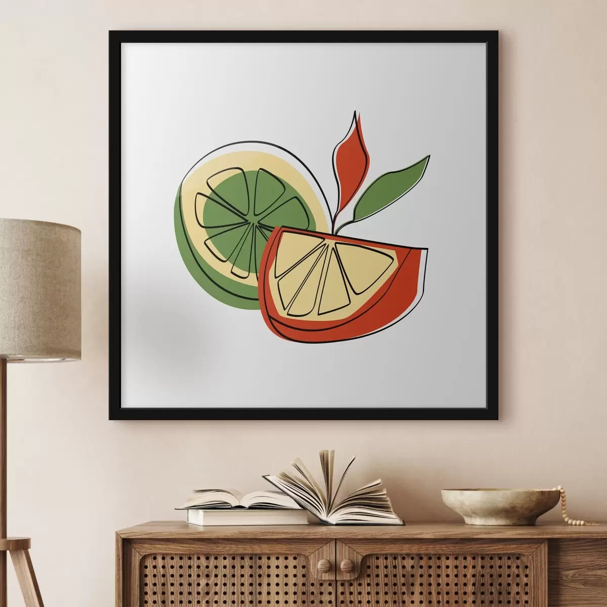 Poster Zitrusfrüchte lineare Zeichnung, Abstraktion f41468