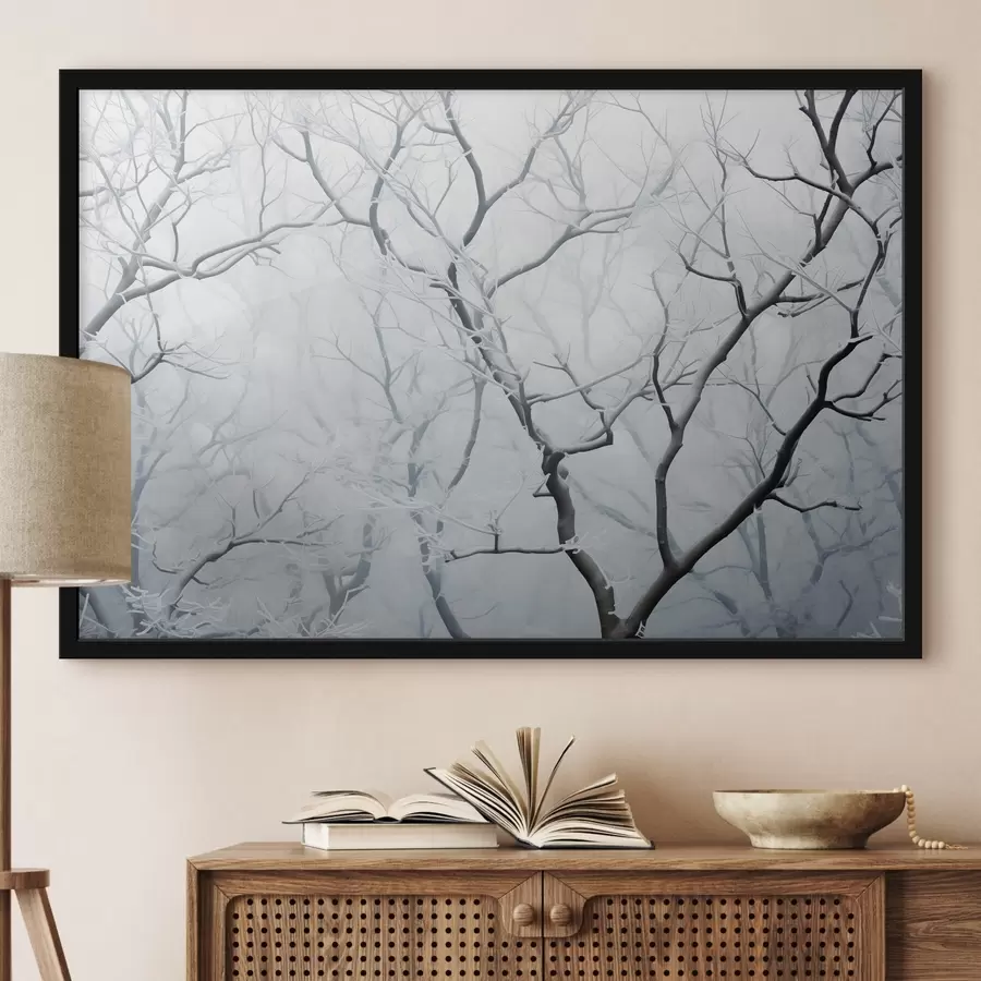 Fototapete Baumzweige im Frost, Minimalismus f41469