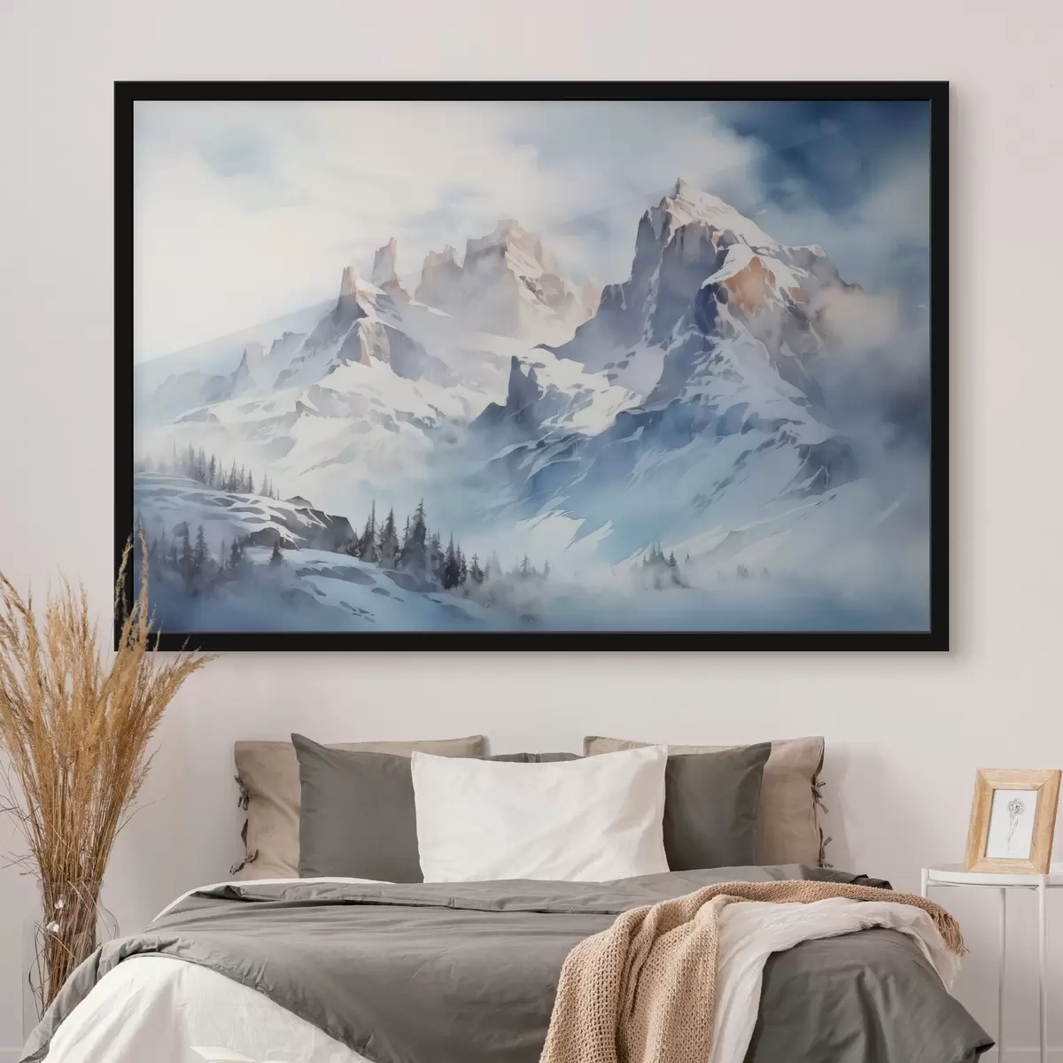 Poster Verschneite Berge Aquarell f41471