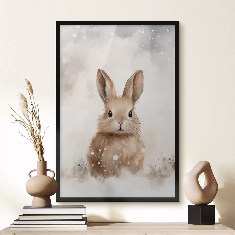 Fototapete Hase im Schnee Aquarell f41473