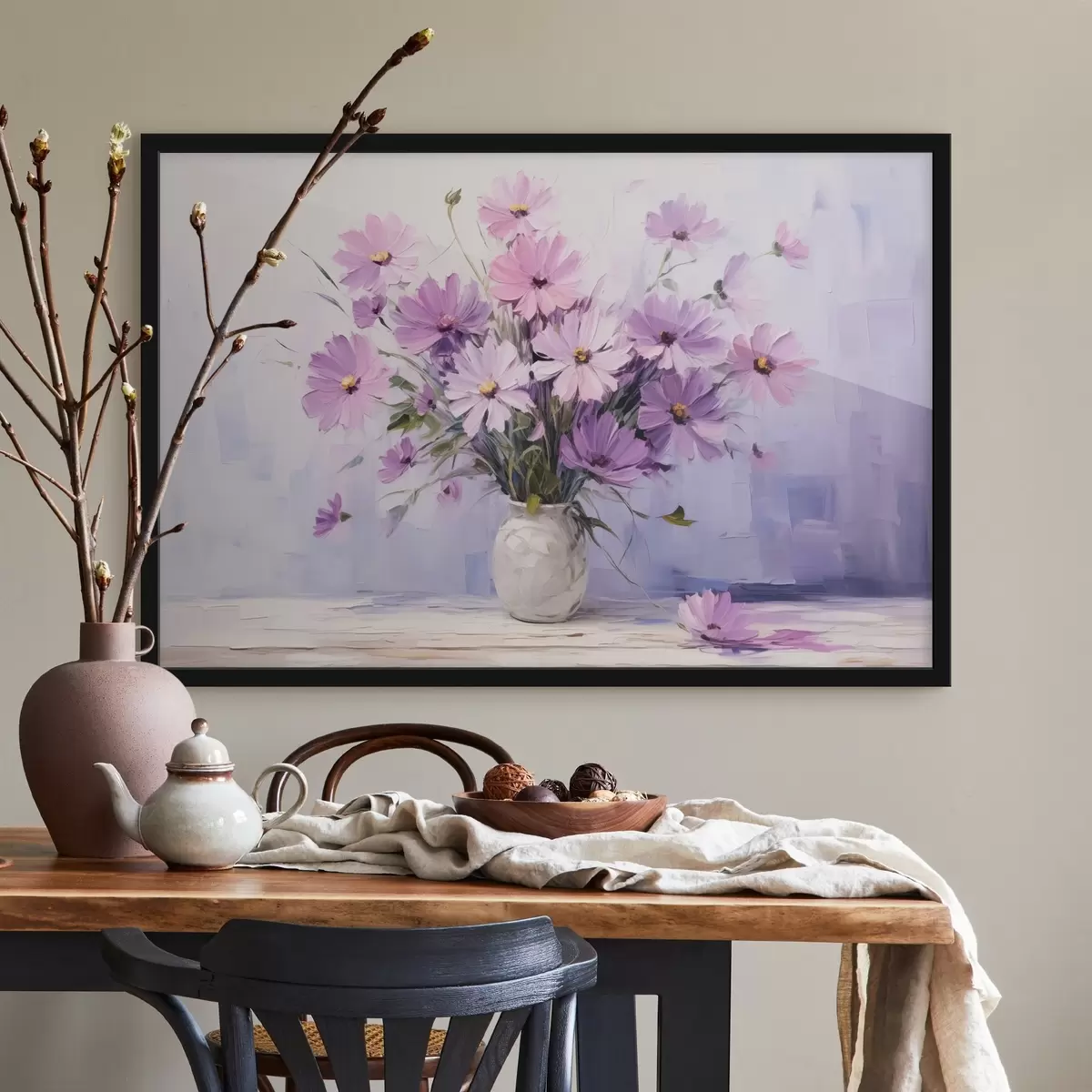 Poster Zarte lila-violette Blumen in einer Vase f41475