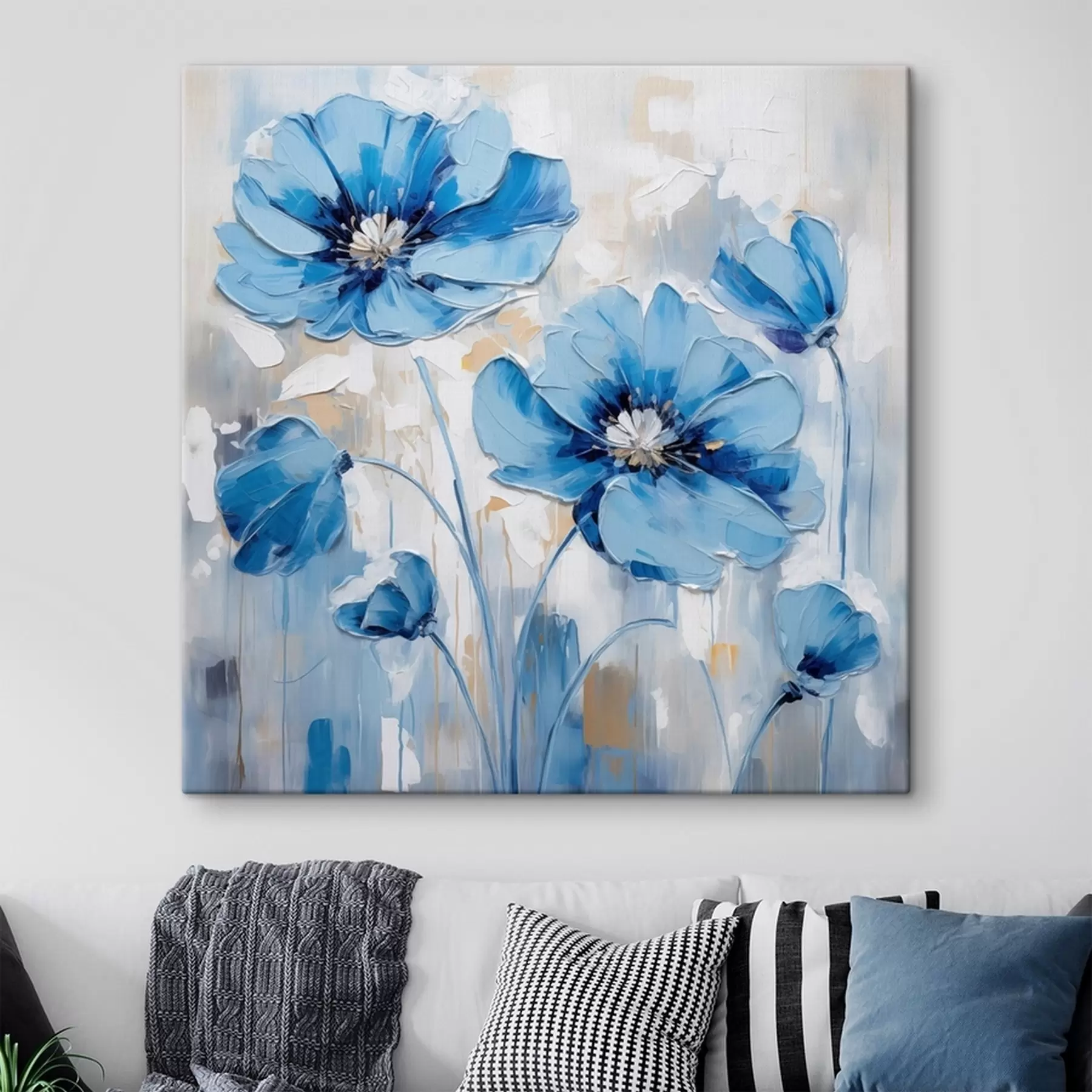 Fototapete Blaue Blumen gemalt s41597