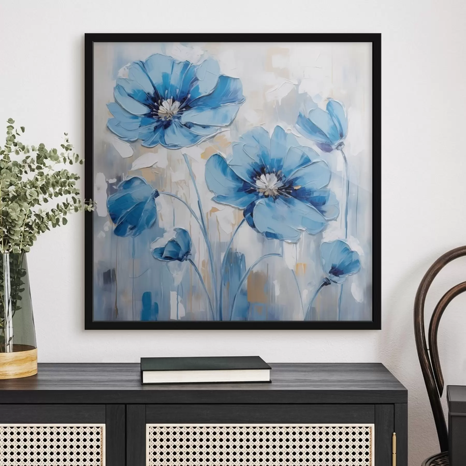 Fototapete Blaue Blumen gemalt f41597