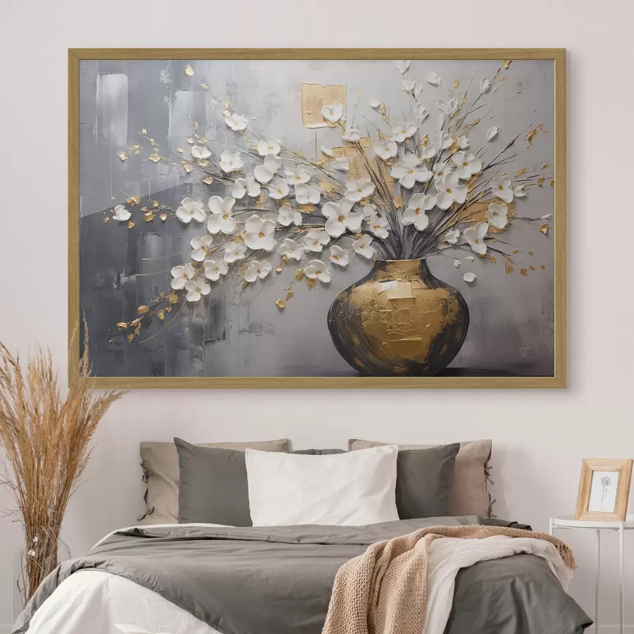 Fototapete Volumetrische kleine helle Blumen in einer Vase, Nachahmung Ölgemälde f41558