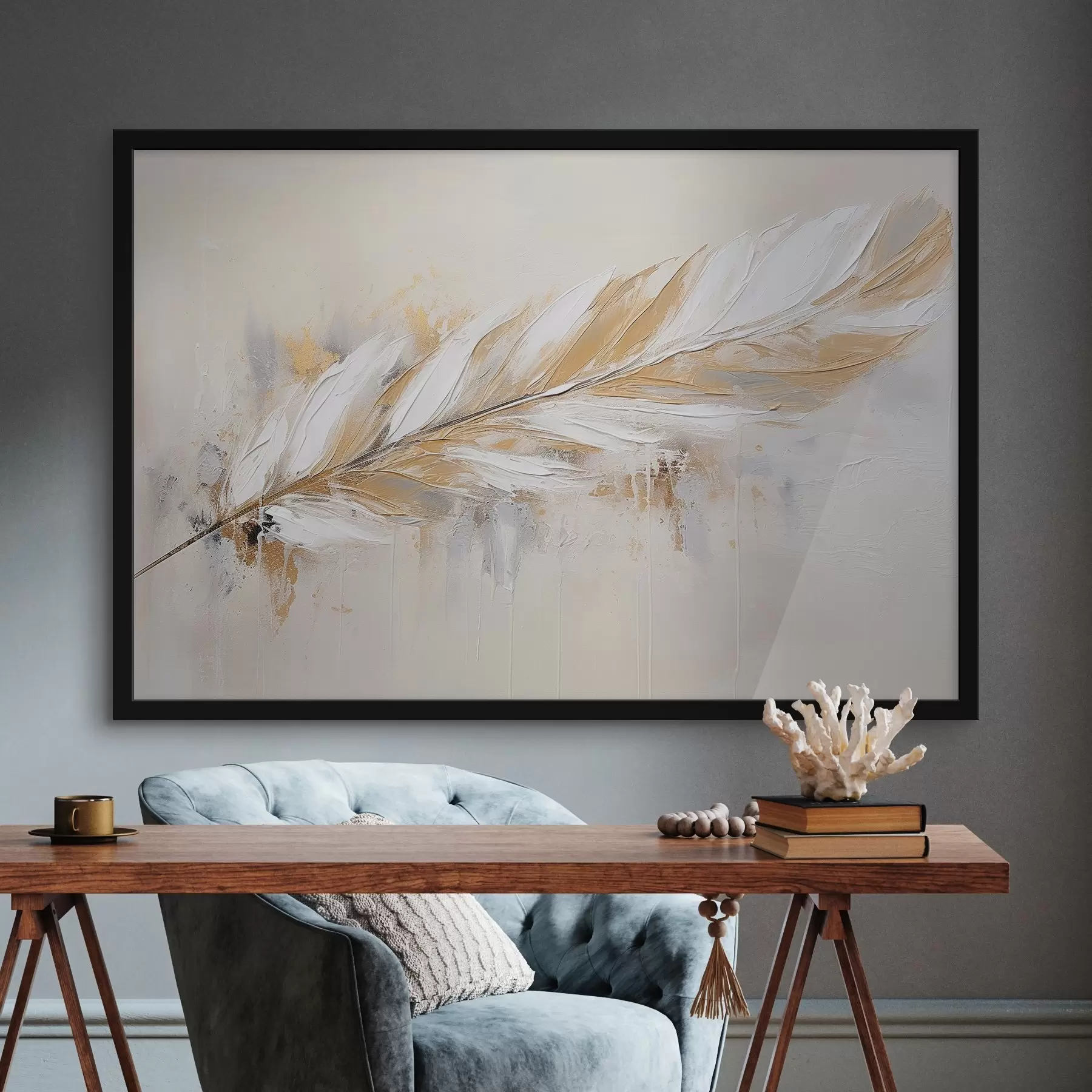 Fototapete Zarte Feder auf hellem Hintergrund f41559