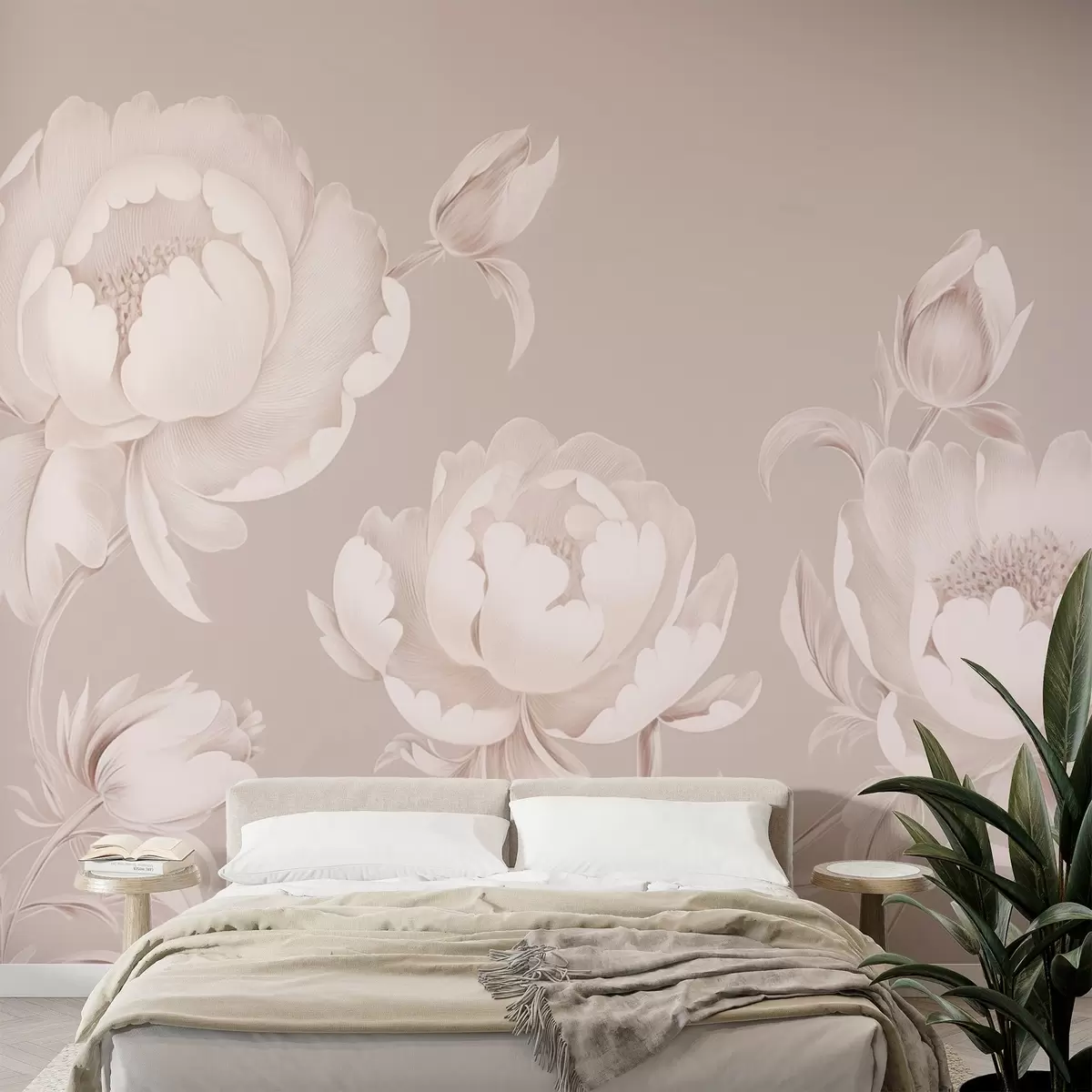 Fototapete Pastellfarbene Pfingstrosen in zarten Farben w02211